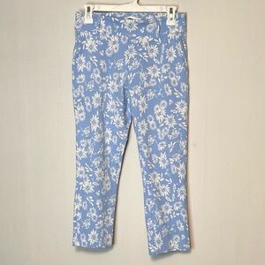 Jules & Leopold Women's Medium Pull On Slim Leg Blue/White Floral Pants